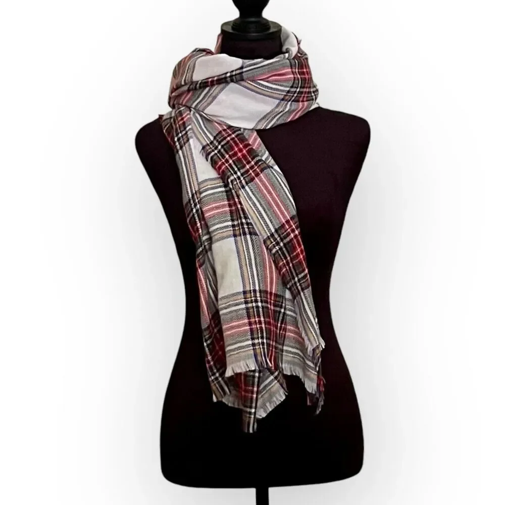 Unbranded Women's Tartan Plaid Woven Fringed Rectangle, Wrap, Shawl, Scarf
